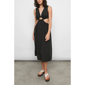 Rails Rizo V Neck 'Cutout' Black Sleeveless Midi Dress Size S